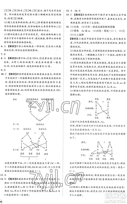 海南出版社2022知行课堂新课程同步练习册八年级生物下册人教版答案