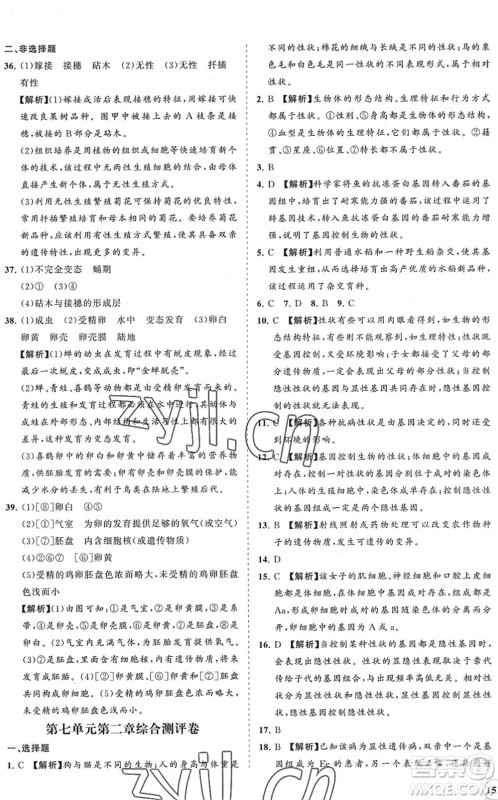 海南出版社2022知行课堂新课程同步练习册八年级生物下册人教版答案