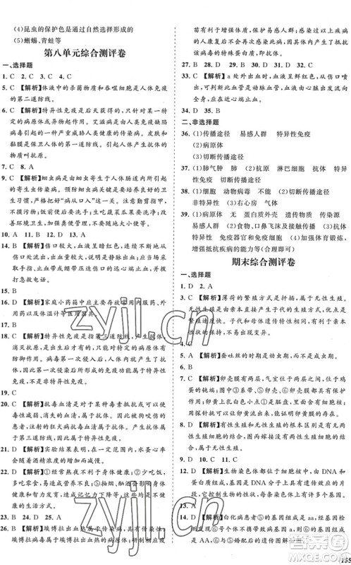 海南出版社2022知行课堂新课程同步练习册八年级生物下册人教版答案