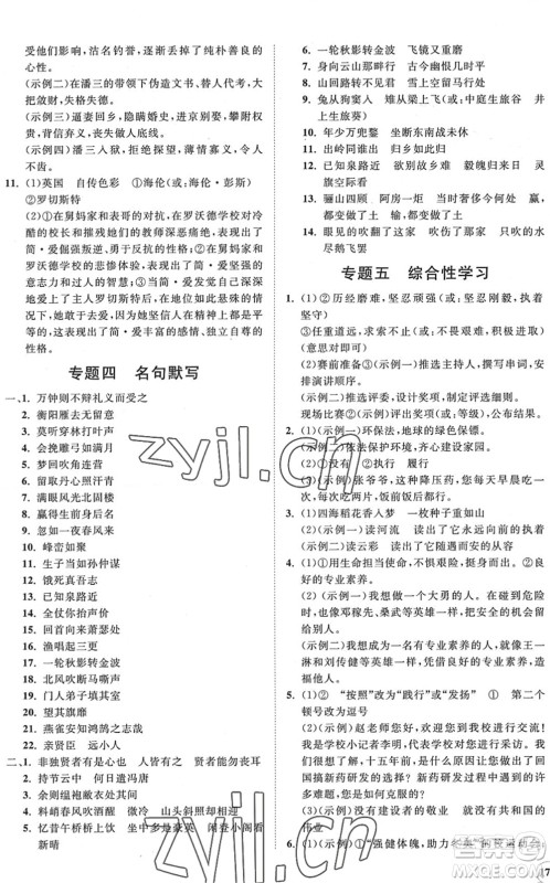海南出版社2022知行课堂新课程同步练习册九年级语文下册人教版答案 海南出版社2022知行课堂新课程同步练习册九年级语文下册人教版答案
