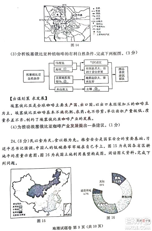 2022年郑州市中招适应性测试地理试卷及答案