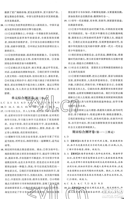 海南出版社2022知行课堂新课程同步练习册九年级道德与法治下册人教版答案