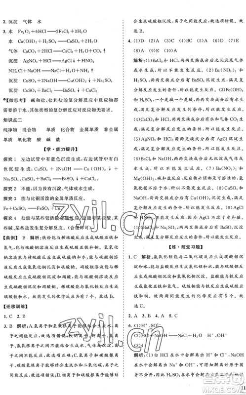 海南出版社2022知行课堂新课程同步练习册九年级化学下册人教版答案