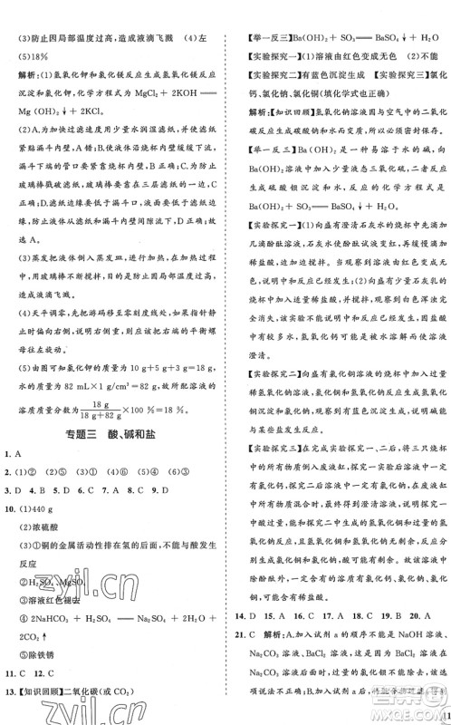 海南出版社2022知行课堂新课程同步练习册九年级化学下册人教版答案