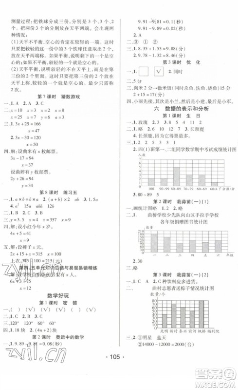 阳光出版社2022自主课堂四年级数学下册BS北师版答案