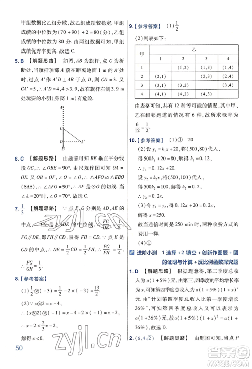 延边教育出版社2022金考卷百校联盟中考信息卷数学通用版河南专版参考答案