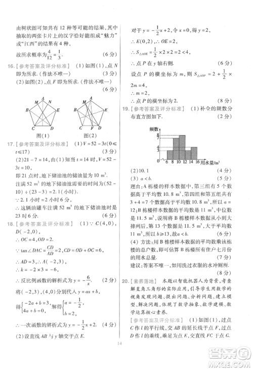延边教育出版社2022金考卷百校联盟中考信息卷数学通用版江西专版参考答案
