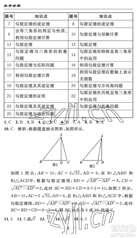 长江少年儿童出版社2022智慧课堂自主评价八年级数学下册通用版答案