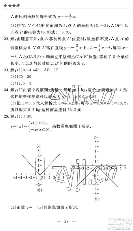 长江少年儿童出版社2022智慧课堂自主评价八年级数学下册通用版答案