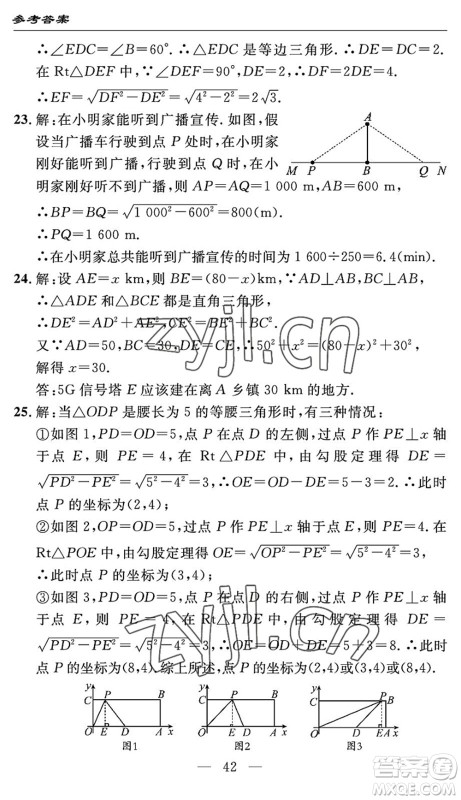 长江少年儿童出版社2022智慧课堂自主评价八年级数学下册通用版答案