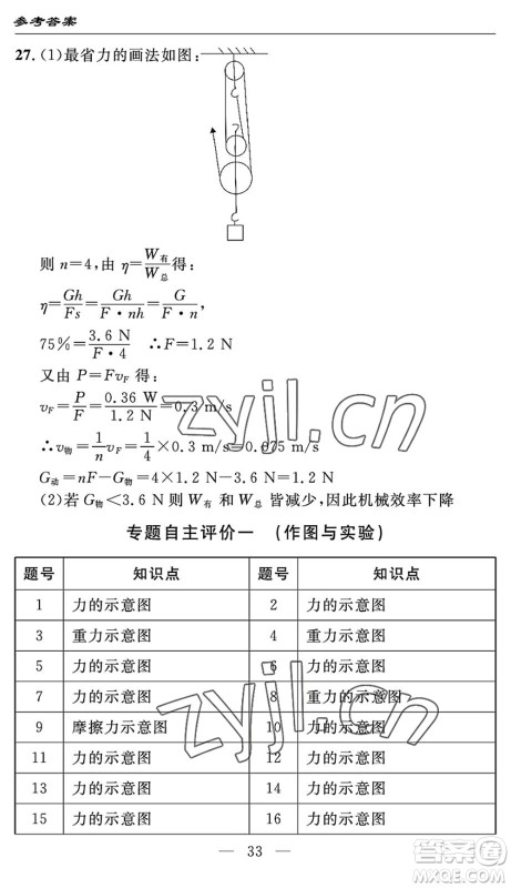 长江少年儿童出版社2022智慧课堂自主评价八年级物理下册通用版答案