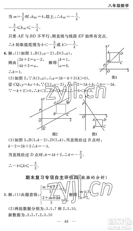 长江少年儿童出版社2022智慧课堂自主评价八年级数学下册通用版宜昌专版答案