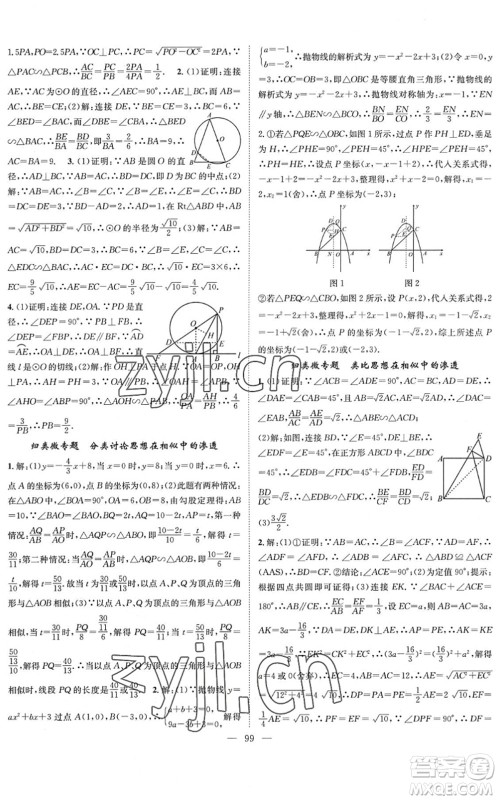 长江少年儿童出版社2022智慧课堂创新作业九年级数学下册人教版答案