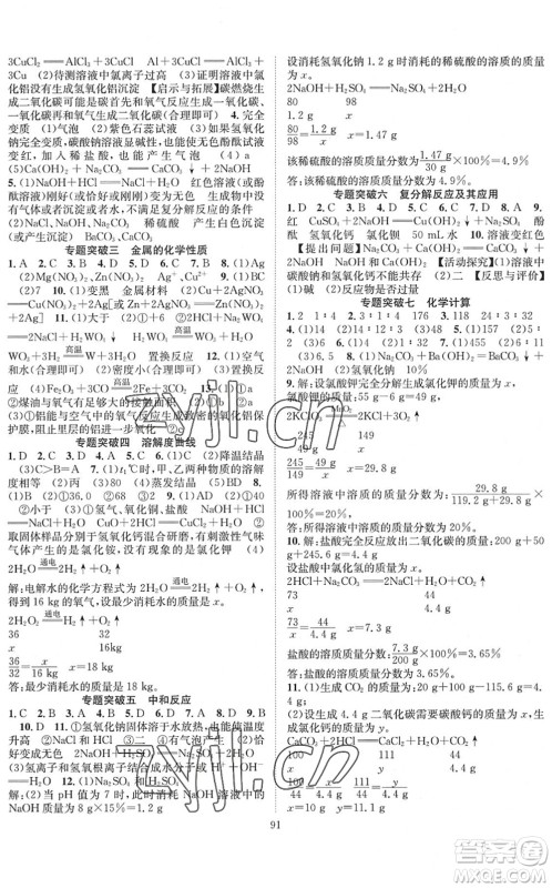 长江少年儿童出版社2022智慧课堂创新作业九年级化学下册人教版答案 长江少年儿童出版社2022智慧课堂创新作业九年级化学下册人教版答案