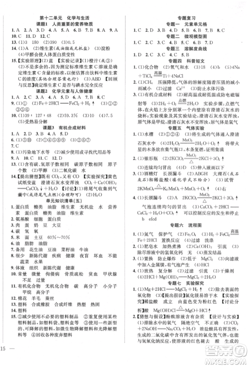 团结出版社2022体验型学案九年级下册化学通用版参考答案