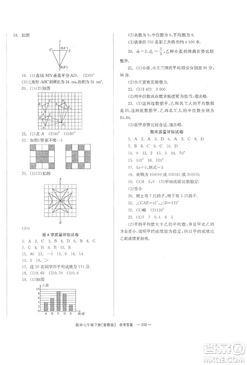 湖南教育出版社2022全效学习同步学练测七年级下册数学湘教版参考答案