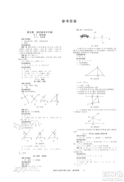 北京时代华文书局2022全效学习学业评价方案七年级下册数学人教版参考答案