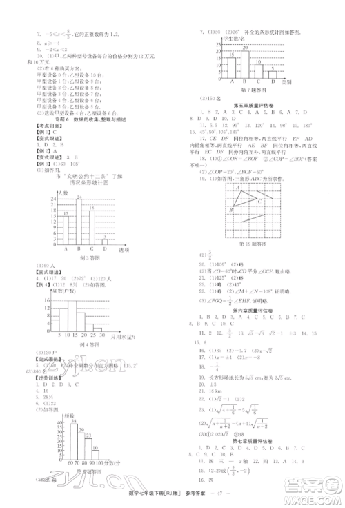 北京时代华文书局2022全效学习学业评价方案七年级下册数学人教版参考答案