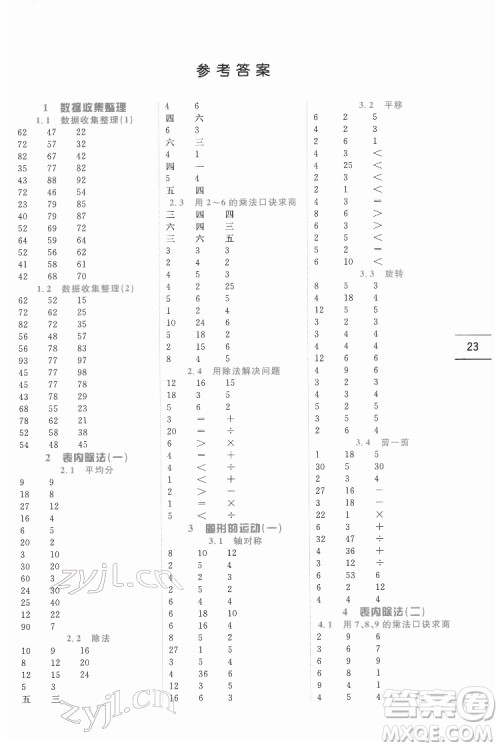 延边人民出版社2022优秀生作业本数学二年级下册人教版参考答案