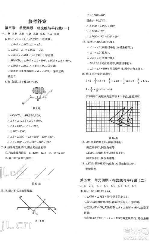 新疆青少年出版社2022优学1+1评价与测试七年级数学下册人教版答案
