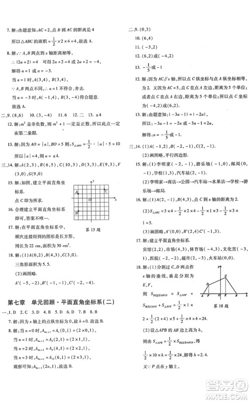 新疆青少年出版社2022优学1+1评价与测试七年级数学下册人教版答案