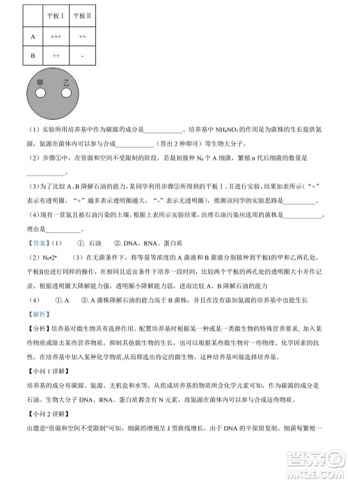 2022高考真题全国甲卷理科综合试题及答案解析 2022高考真题全国甲卷理科综合试题及答案解析