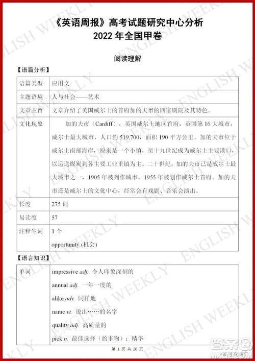 2022高考真题全国甲卷英语试题及答案解析 2022高考真题全国甲卷英语试题及答案解析