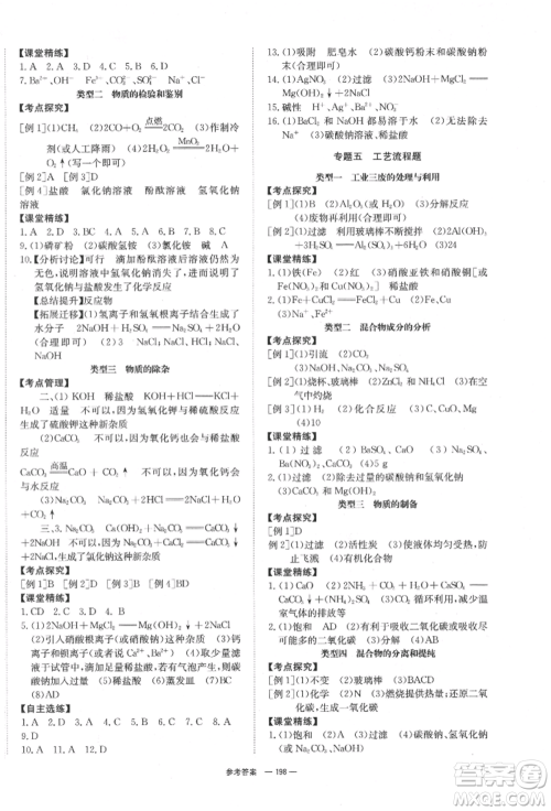 湖南师范大学出版社2022全效学习中考学练测听课讲义化学通用版参考答案