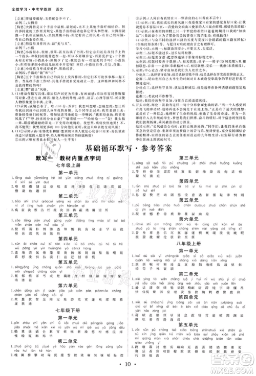 光明日报出版社2022全效学习中考学练测语文人教版金华专版参考答案