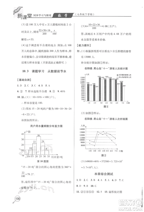 青岛出版社2022新课堂同步学习与探究七年级下册数学人教版金乡专版参考答案