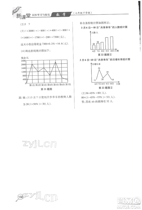 青岛出版社2022新课堂同步学习与探究七年级下册数学人教版金乡专版参考答案