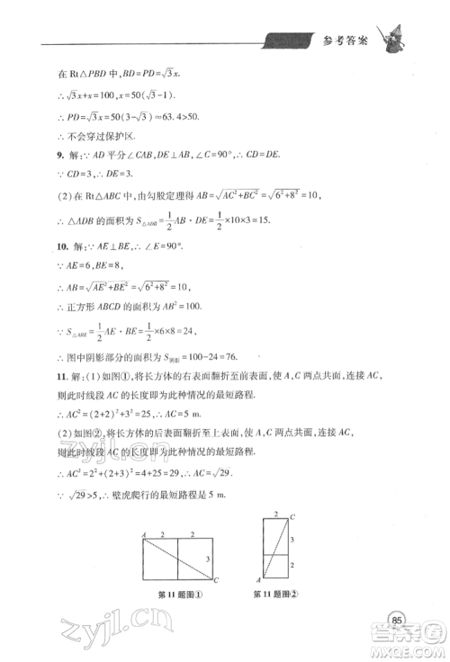 青岛出版社2022新课堂同步学习与探究八年级下册数学人教版金乡专版参考答案