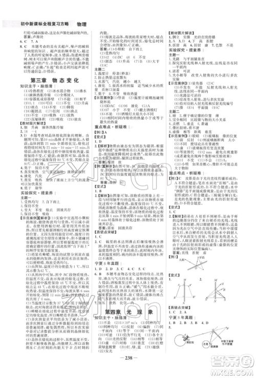 未来出版社2022世纪金榜初中全程复习方略物理通用版宁夏专版参考答案