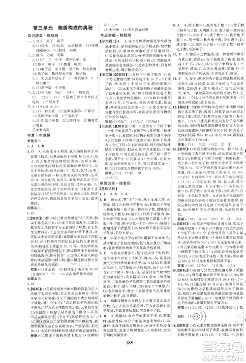 未来出版社2022世纪金榜初中全程复习方略化学通用版宁夏专版参考答案