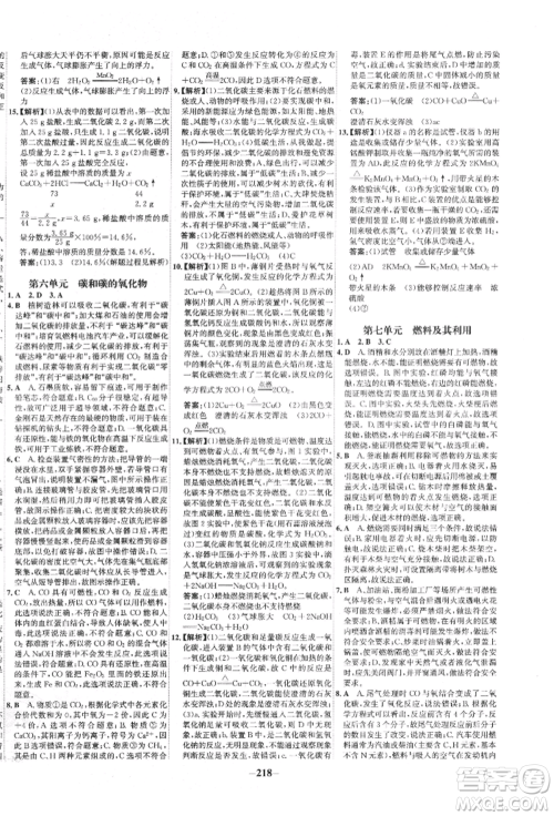 未来出版社2022世纪金榜初中全程复习方略化学通用版宁夏专版参考答案