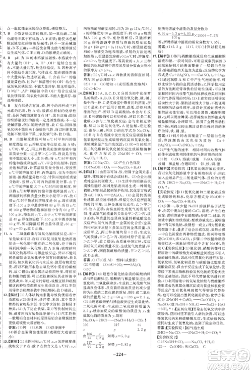 未来出版社2022世纪金榜初中全程复习方略化学通用版宁夏专版参考答案