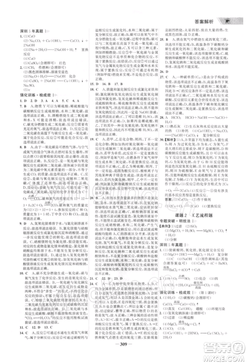 浙江科学技术出版社2022世纪金榜初中全程复习方略化学通用版深圳专版参考答案 浙江科学技术出版社2022世纪金榜初中全程复习方略化学通用版深圳专版参考答案