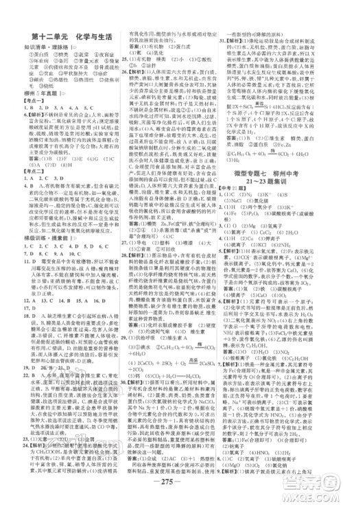 延边大学出版社2022世纪金榜初中全程复习方略化学人教版柳州专版参考答案