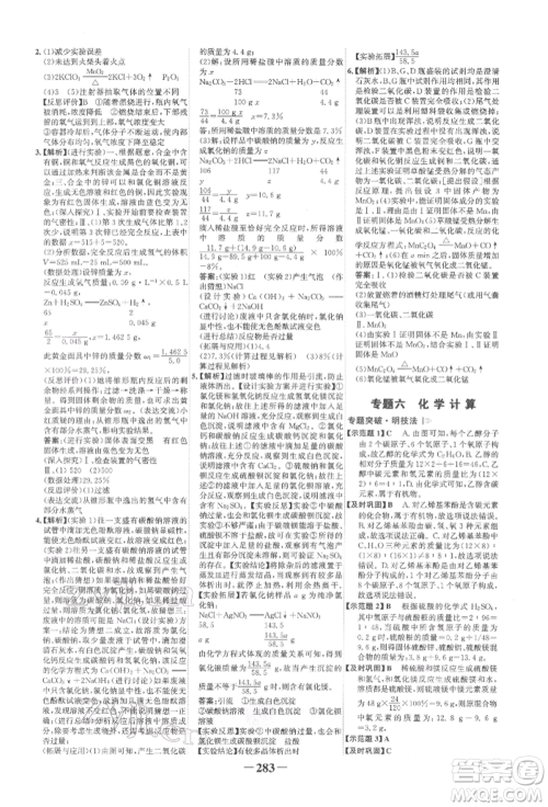 延边大学出版社2022世纪金榜初中全程复习方略化学人教版柳州专版参考答案