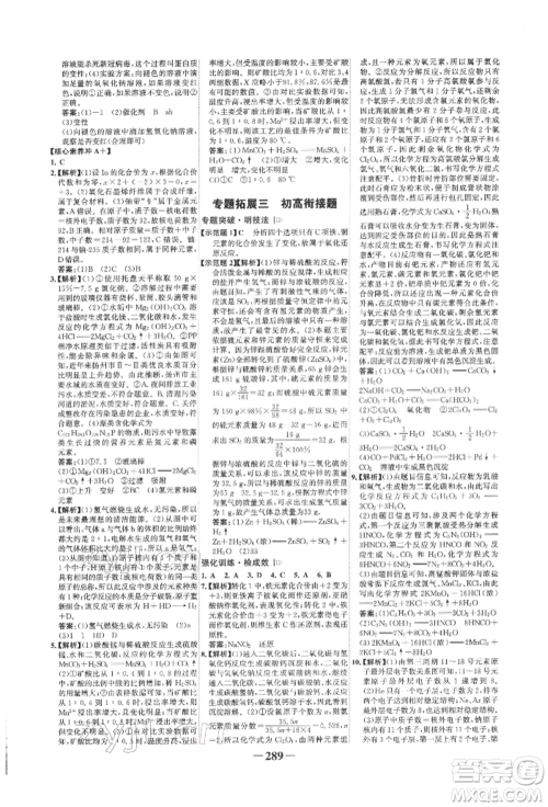 延边大学出版社2022世纪金榜初中全程复习方略化学人教版柳州专版参考答案