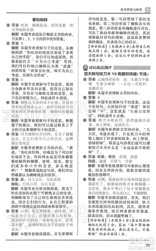 江苏凤凰文艺出版社2022木头马阅读力测评三年级语文下册B版浙江专版答案 江苏凤凰文艺出版社2022木头马阅读力测评三年级语文下册B版浙江专版答案