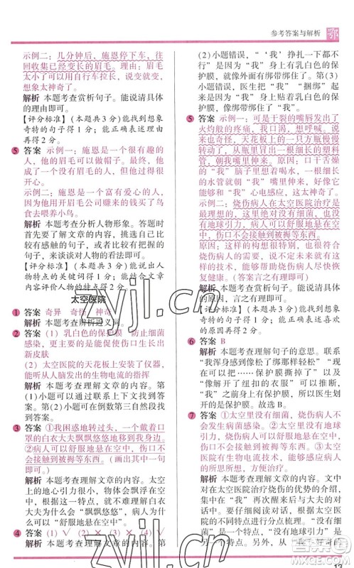 江苏凤凰文艺出版社2022木头马阅读力测评三年级语文下册B版武汉专版答案