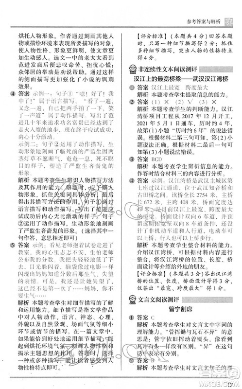 江苏凤凰文艺出版社2022木头马阅读力测评五年级语文下册B版武汉专版答案 江苏凤凰文艺出版社2022木头马阅读力测评五年级语文下册B版武汉专版答案
