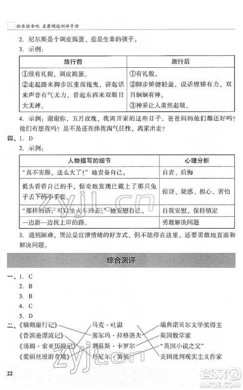 江苏凤凰文艺出版社2022木头马阅读力测评六年级语文下册B版武汉专版答案