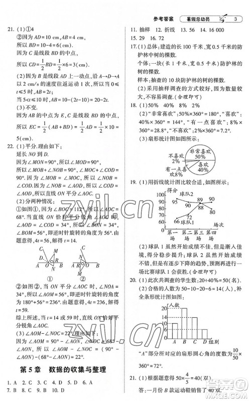 宁夏人民教育出版社2022经纶学典暑假总动员七年级数学沪科版答案