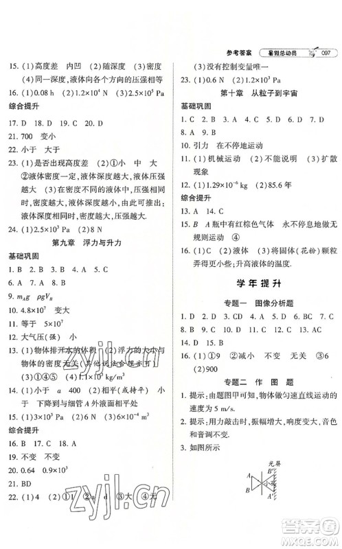 宁夏人民教育出版社2022经纶学典暑假总动员八年级物理沪粤版答案