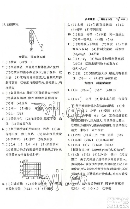 宁夏人民教育出版社2022经纶学典暑假总动员八年级物理沪粤版答案