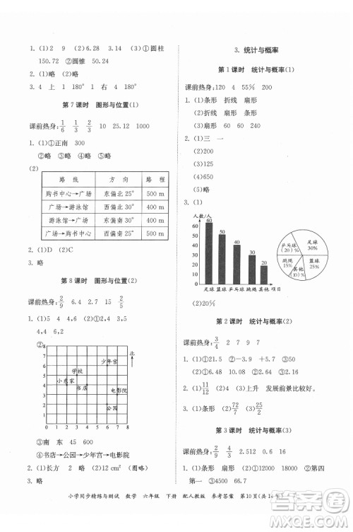 广东教育出版社2022小学同步精练与测试数学六年级下册人教版答案