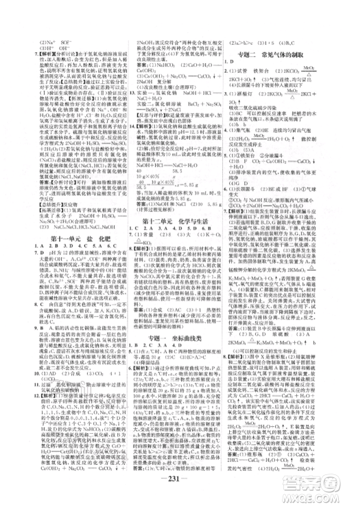 河北少年儿童出版社2022世纪金榜初中全程复习方略化学人教版新疆专版参考答案