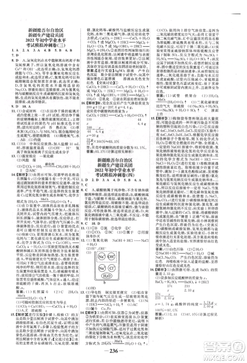 河北少年儿童出版社2022世纪金榜初中全程复习方略化学人教版新疆专版参考答案